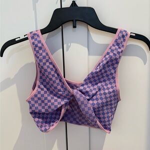 Pink and Purple Checkered Sports Bra